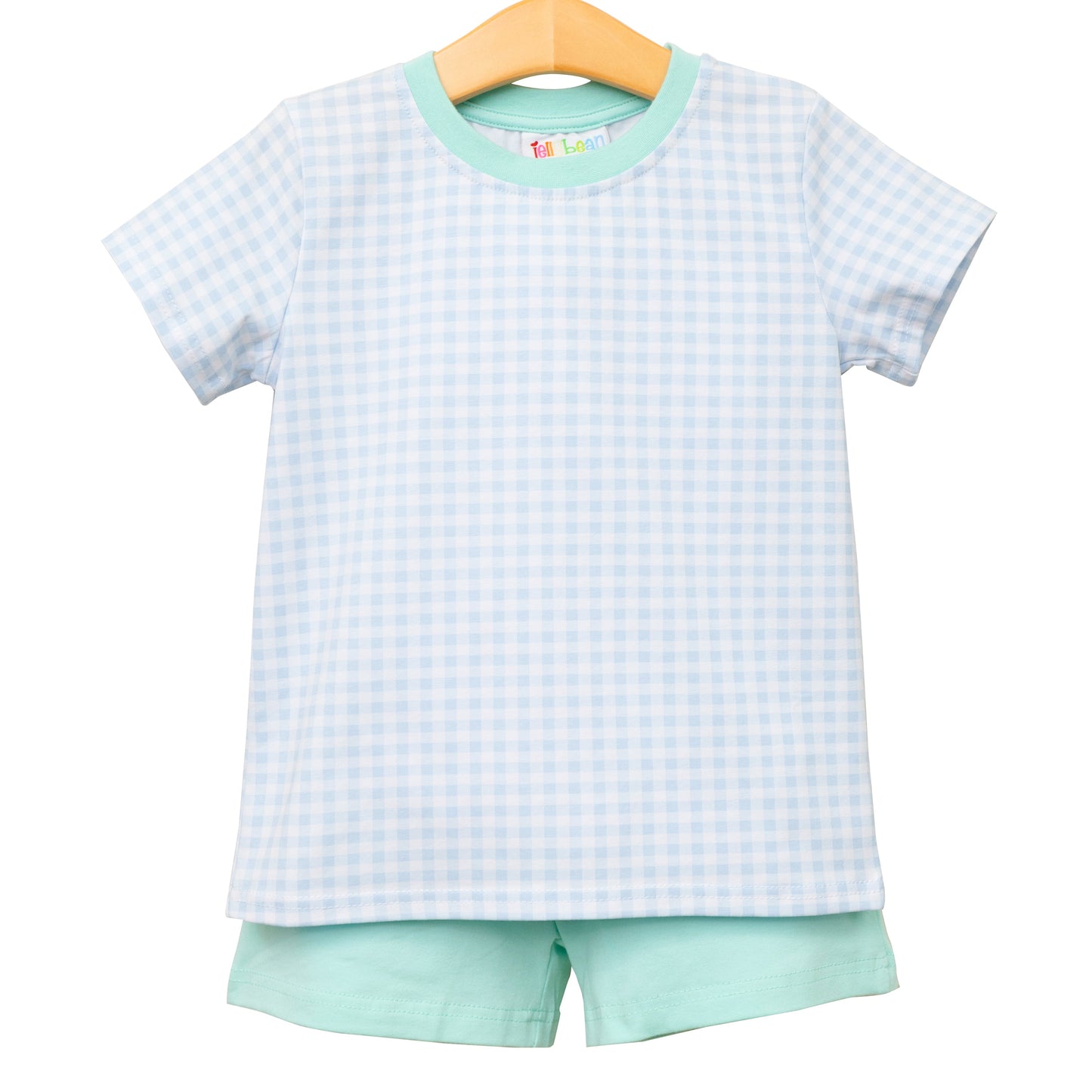 Blue Gingham and Mint Short Set