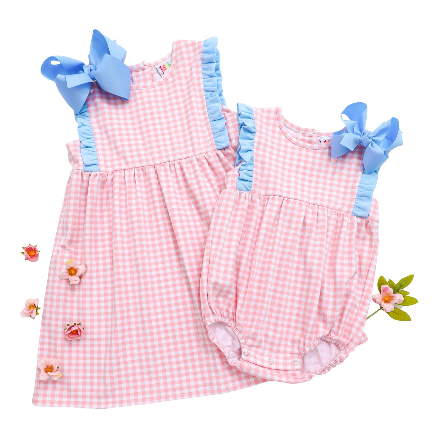 Evie Bubble - Pink Gingham & Light Blue