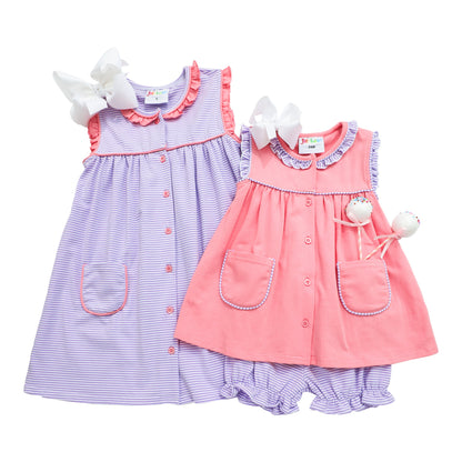 Harper Bloomer Set - Pink and Purple Stripe