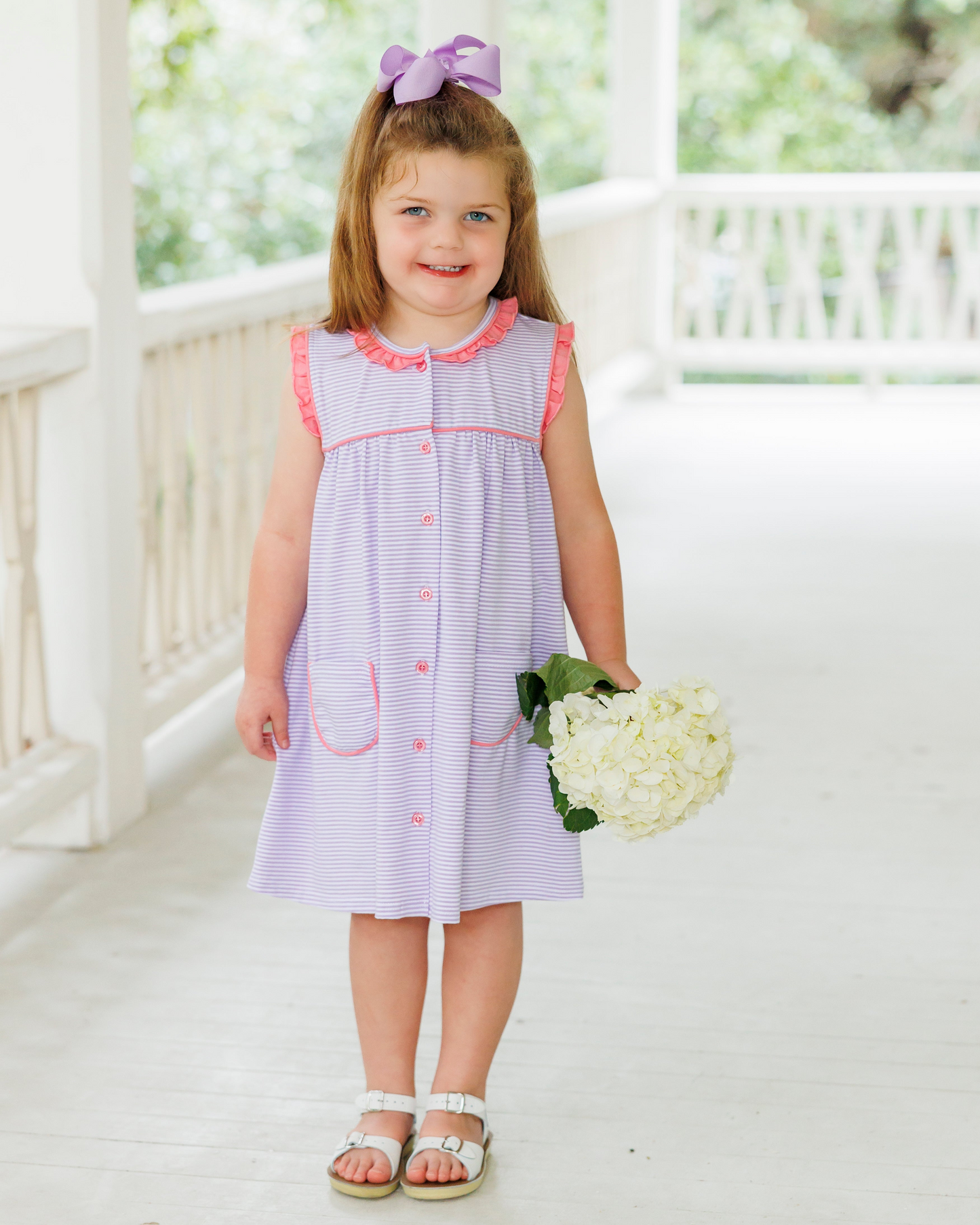 Harper Dress - Purple Stripe and Pink