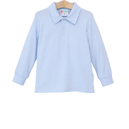Michael Polo Long Sleeve - Light Blue Stripe