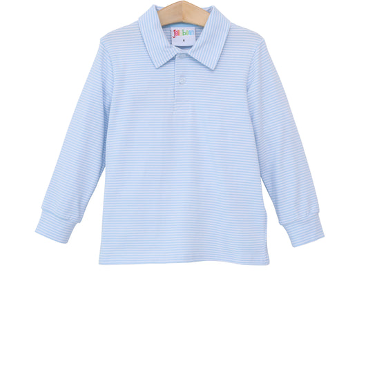 Michael Polo Long Sleeve - Light Blue Stripe