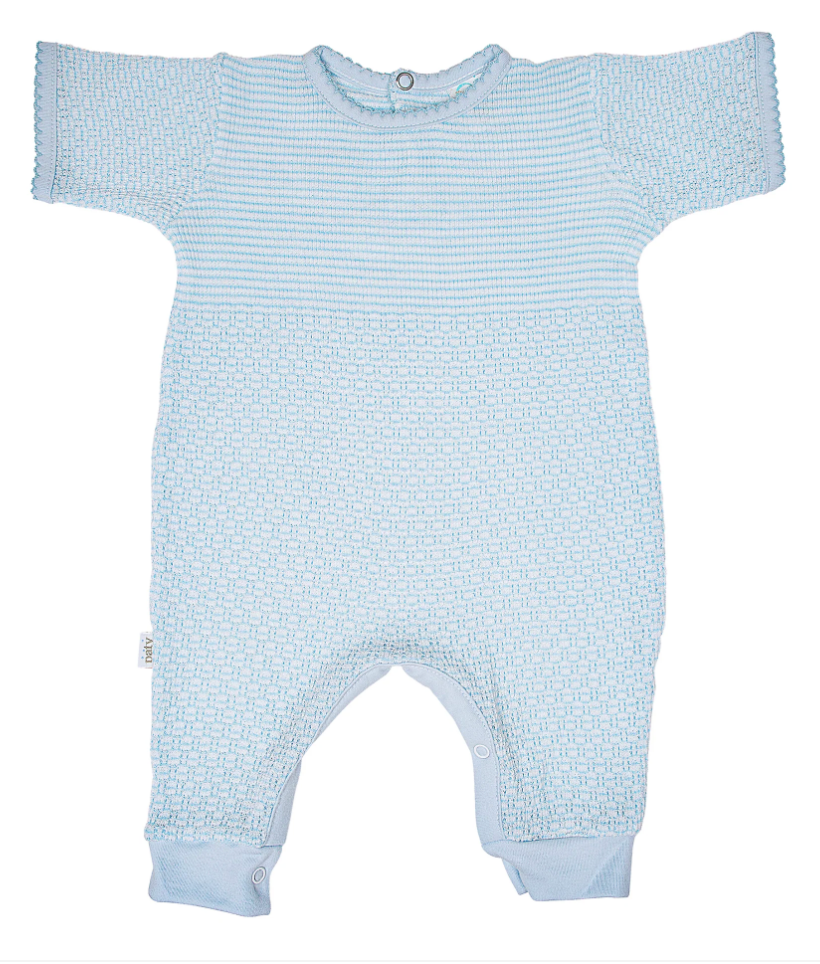 Paty Knit Solid Color Short Sleeve Romper with Pima Trim