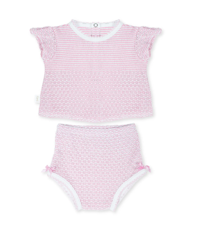 Paty Knit Flutter Sleeve Diaper Set with Bows