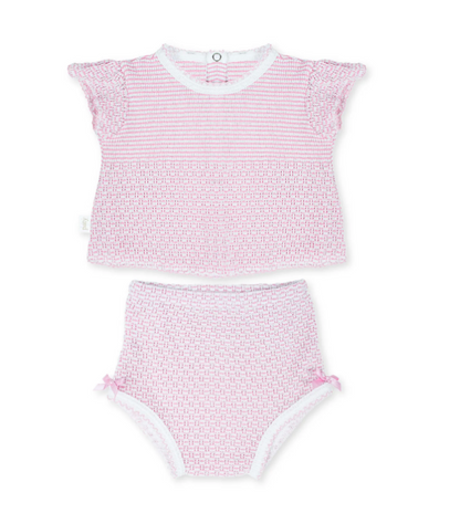 Paty Knit Flutter Sleeve Diaper Set with Bows