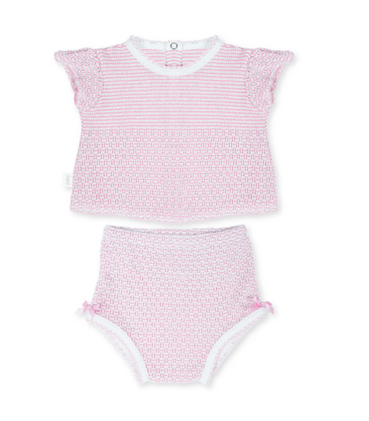 Paty Knit Flutter Sleeve Diaper Set with Bows