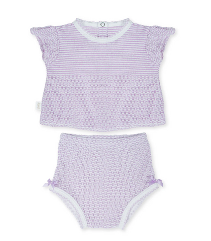 Paty Knit Flutter Sleeve Diaper Set with Bows